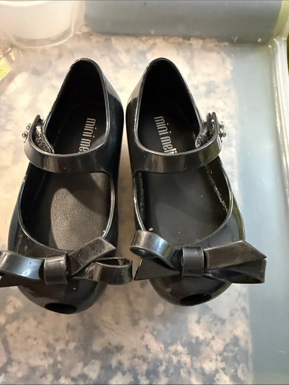 Mini Melissa Black Patent Bow Mary Jane Shoes